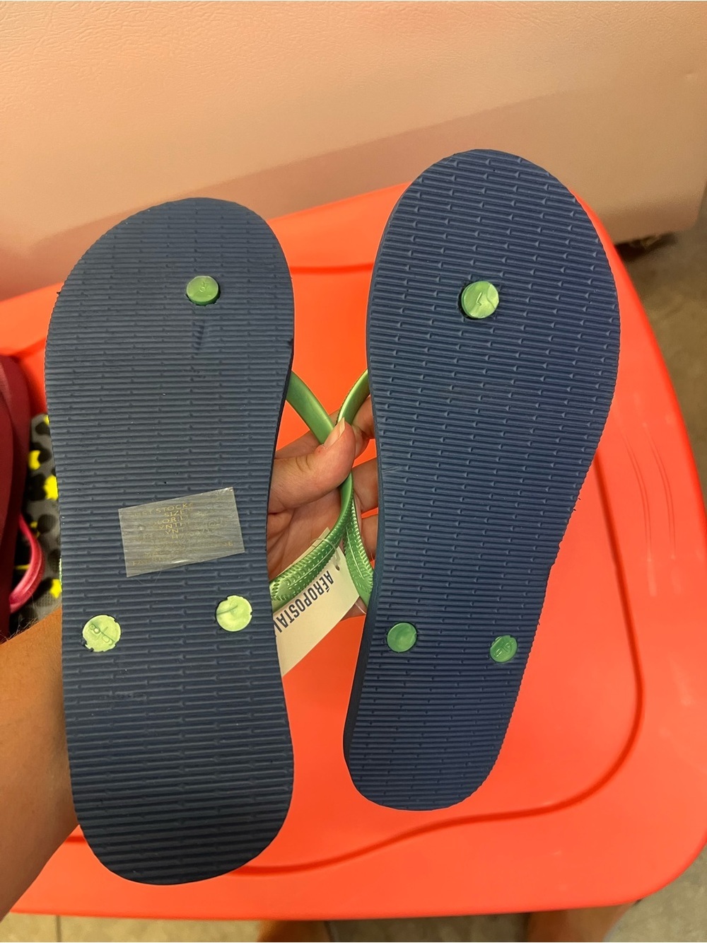NWT Aeropostale aero flip flop sandals women’s 9 blue green - Picture 3 of 3